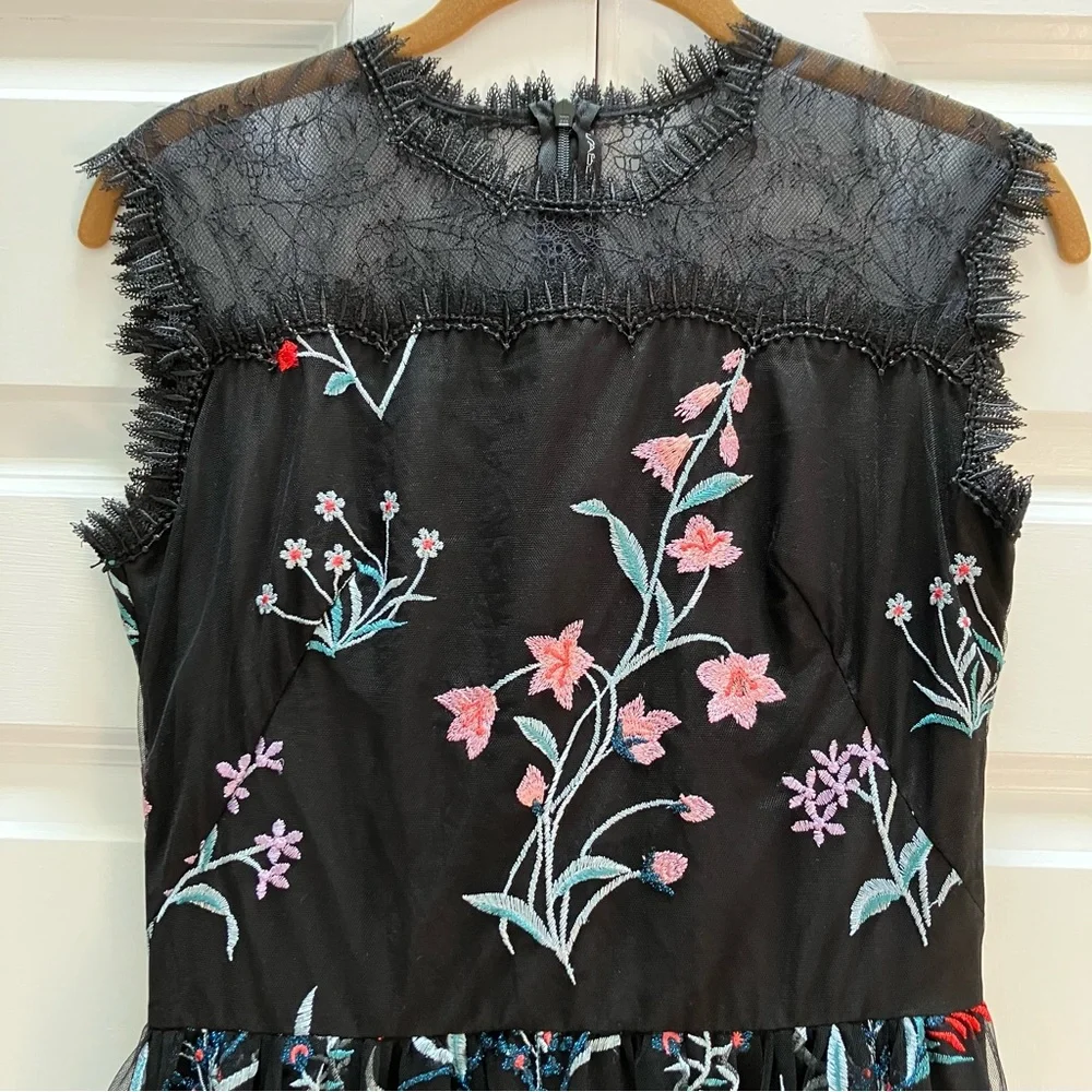 BHLDN Anthropologie Isabel Garcia "Vizelle Midi Dress" Floral Tulle Lace XS S - Picture 3 of 16